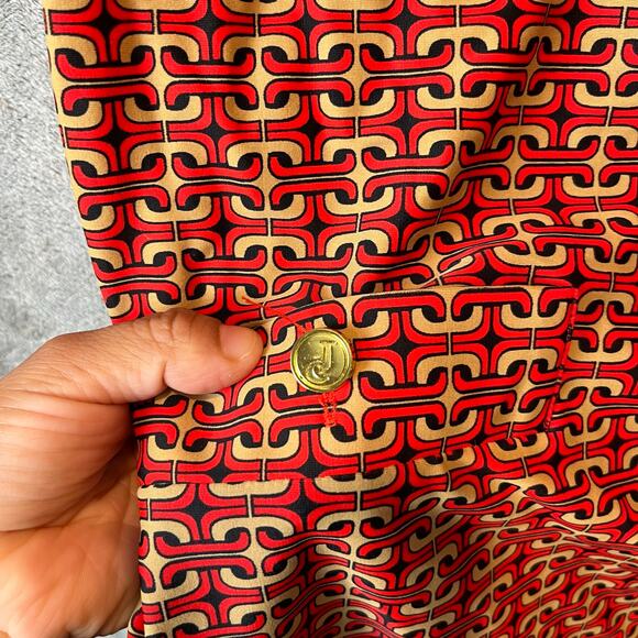 Jude Connally‎ Sabine Dress Chain Link Geo Size Medium Jude Cloth Red Brown - Picture 3 of 7